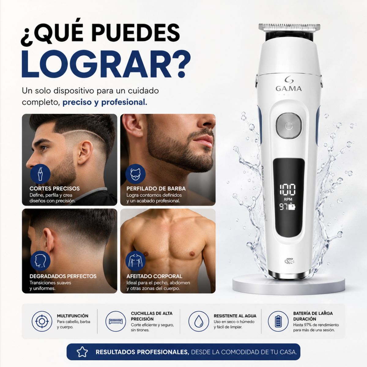 Gamma GCX630 Sport 7 en 1 maquina afeitar recortadora barba cabello cuerpo nariz profesional Colombia