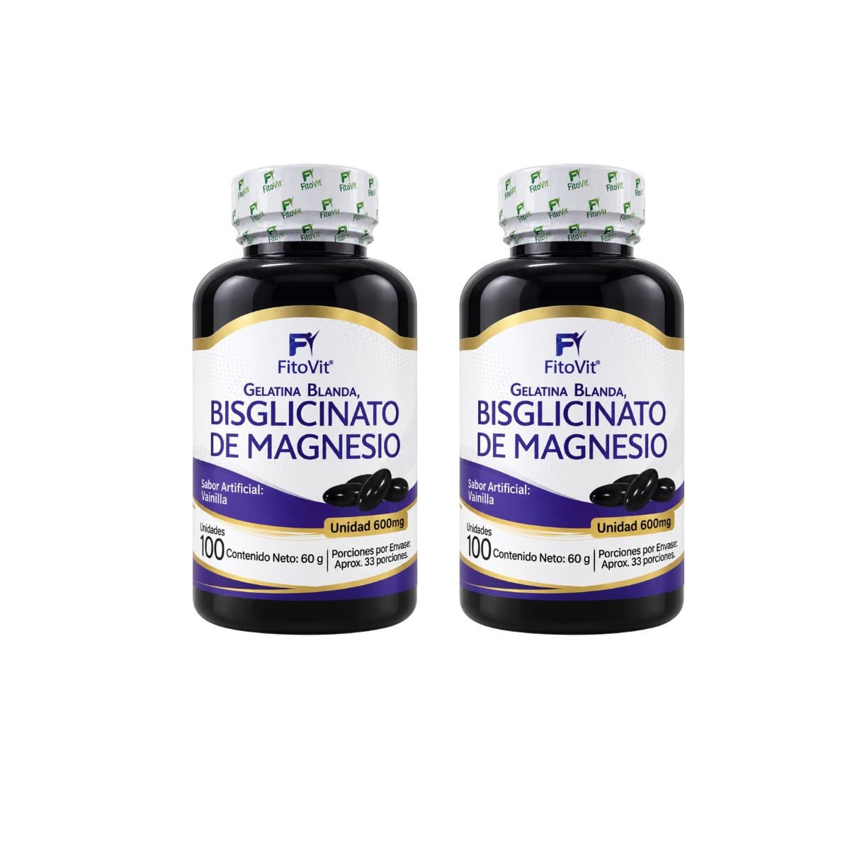 Bisglicinato de Magnesio 600 mg • 100 Softgels Vainilla • FitoVit •