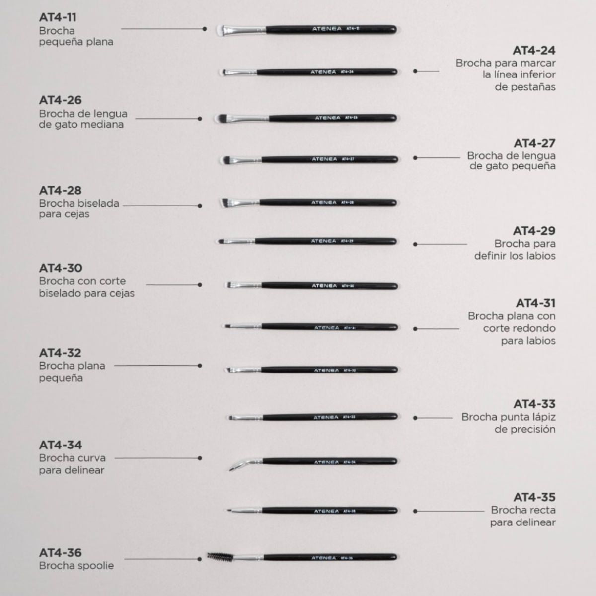 Kit profesional de 36 brochas de maquillaje Black Pro Atenea