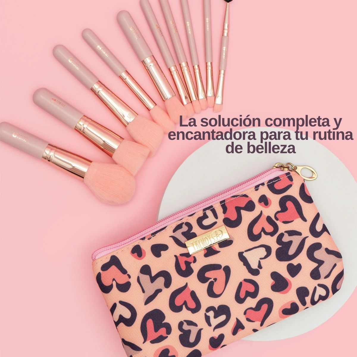 Brochas de maquillaje mini Kit completo de color rosa - Trendy Maquillaje
