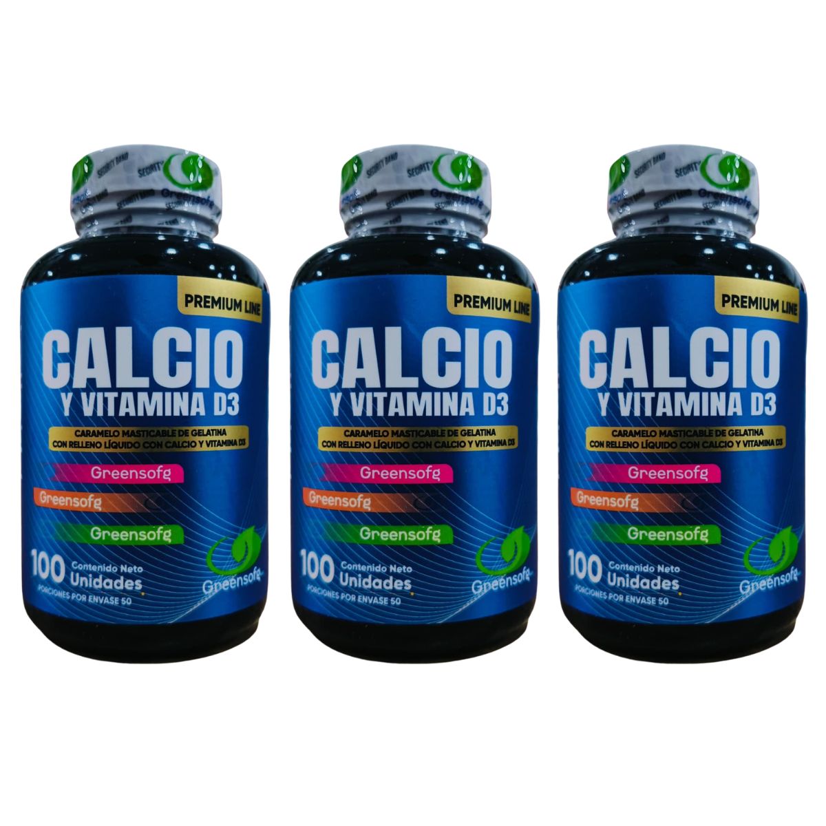 Calcio + Vitamina D3 Greensofg x100 Masticables