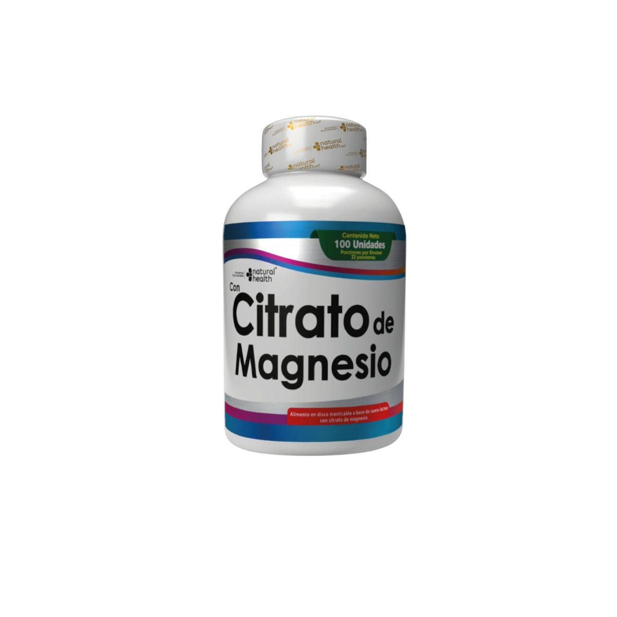 Citrato de Magnesio Natural Health 100 capsulas sueno estres musculos absorcion biodisponible