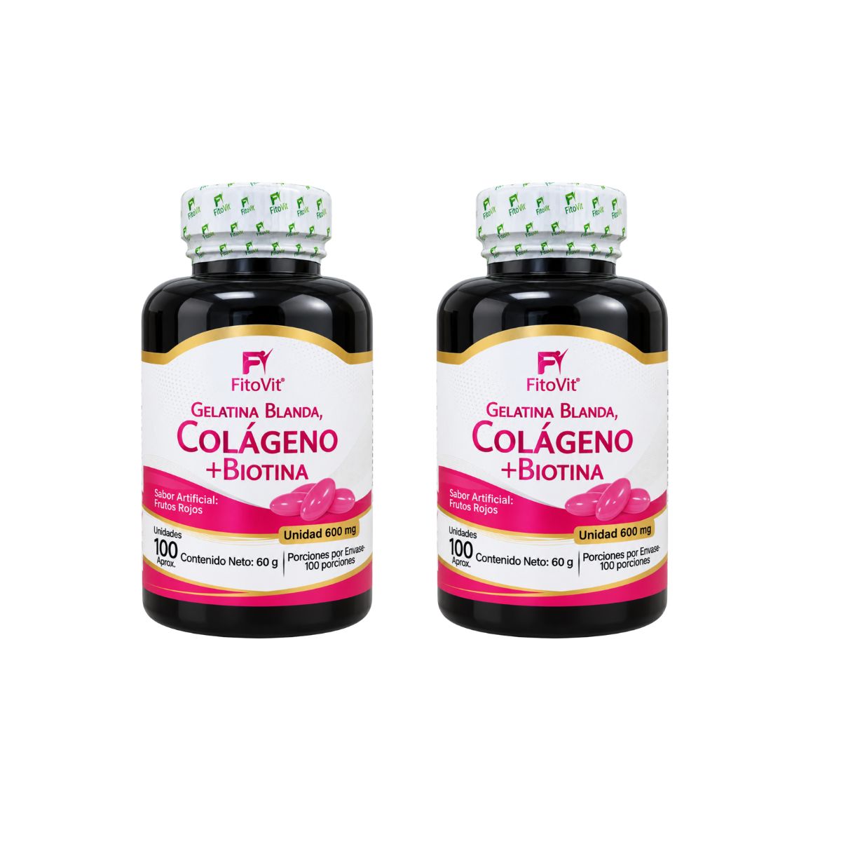 Colageno Biotina 600mg FitoVit 100 softgels piel firme cabello fuerte uñas
