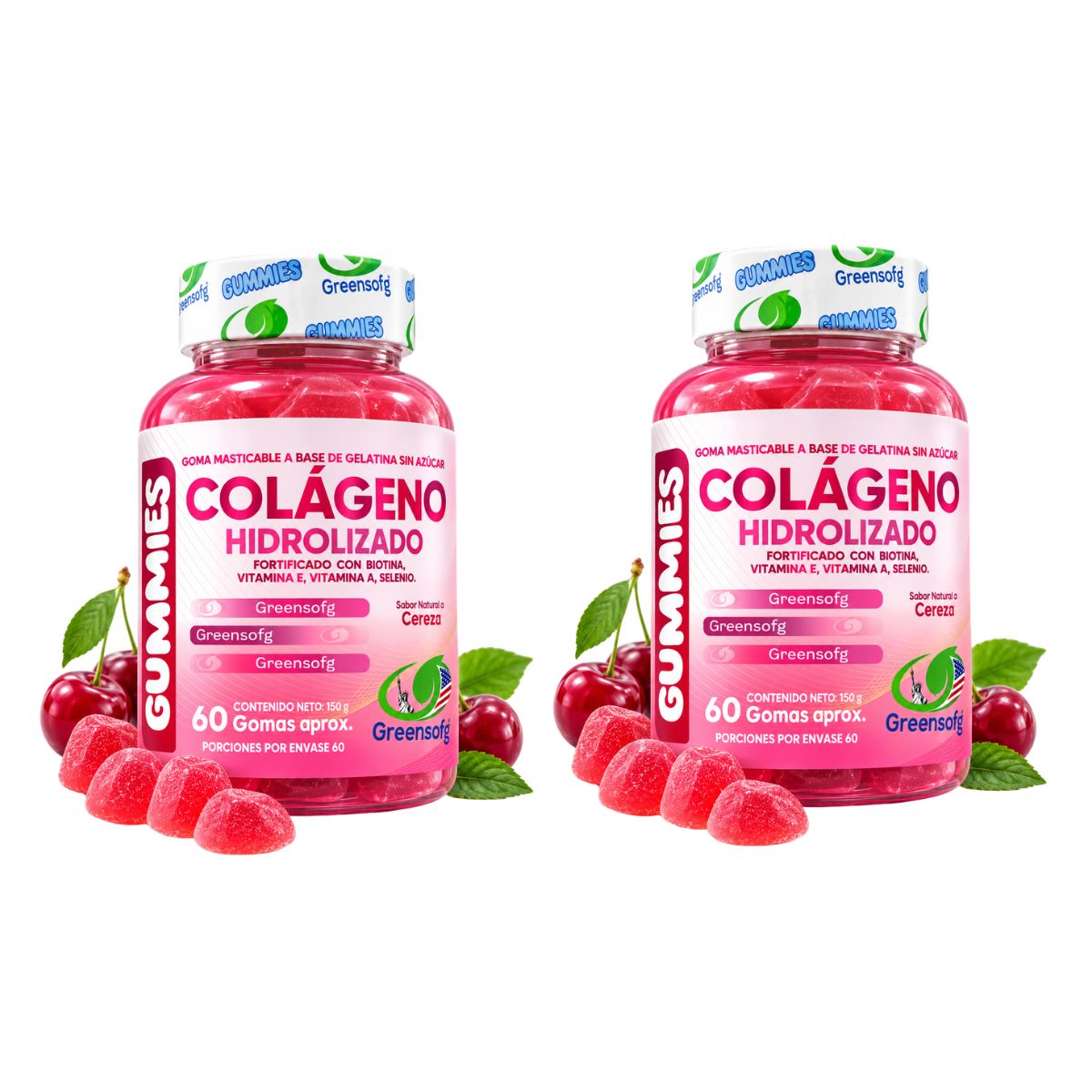 Gomitas de Colágeno Hidrolizado x60 Sin Azúcar con Biotina - Envío Gratis