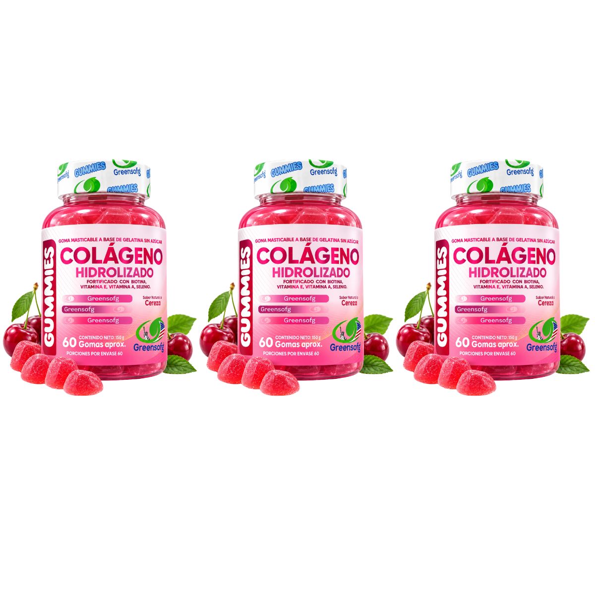 Gomitas de Colágeno Hidrolizado x60 Sin Azúcar con Biotina - Envío Gratis