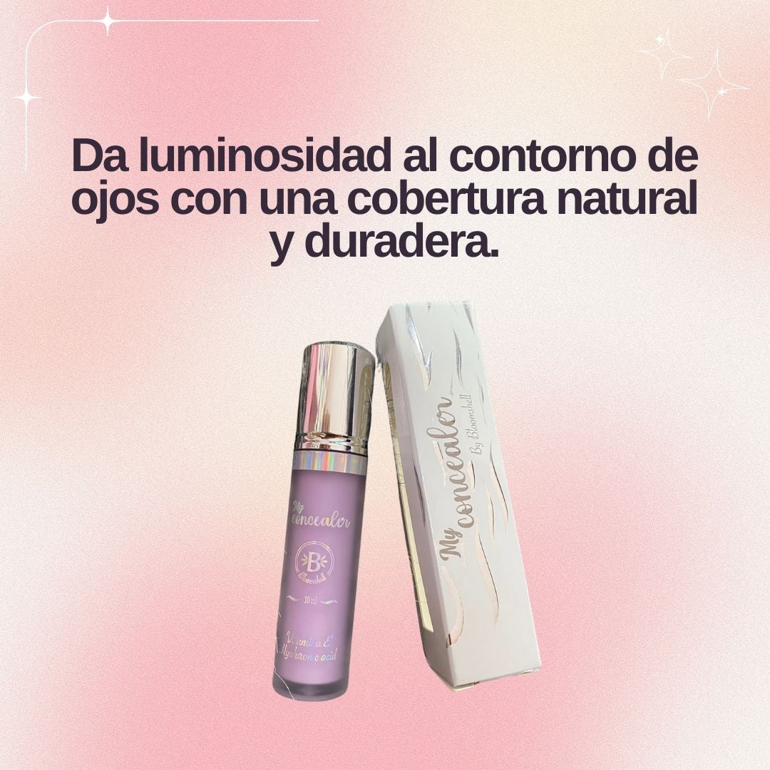 Corrector de ojeras en tono morado Bloomshell para neutralizar ojeras oscuras.