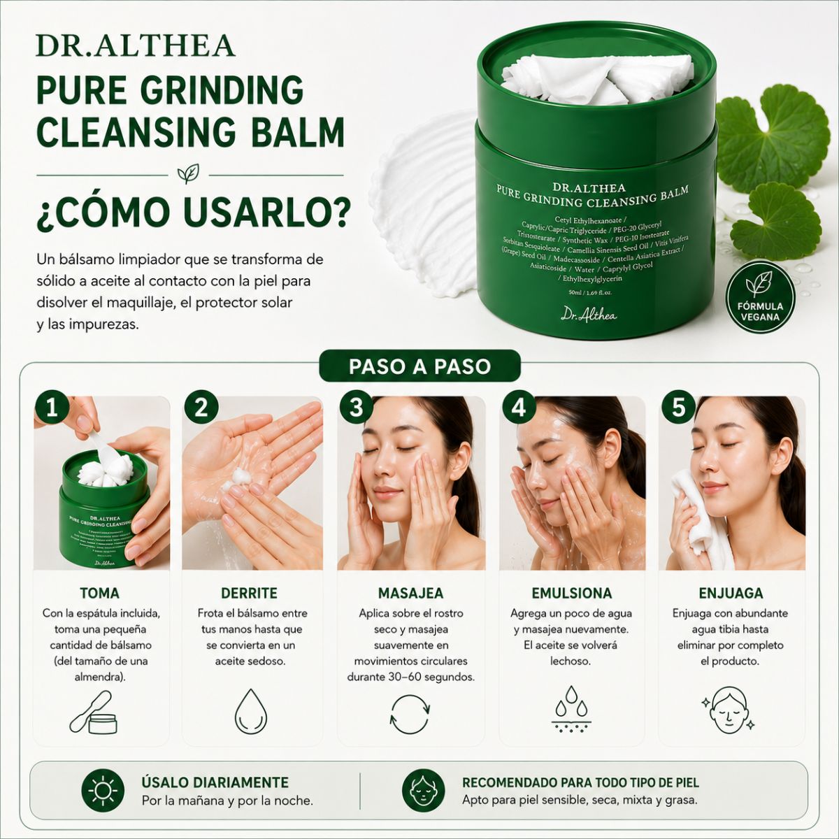 Dr Althea Pure Grinding Cleansing Balm K-Beauty limpieza profunda maquillaje