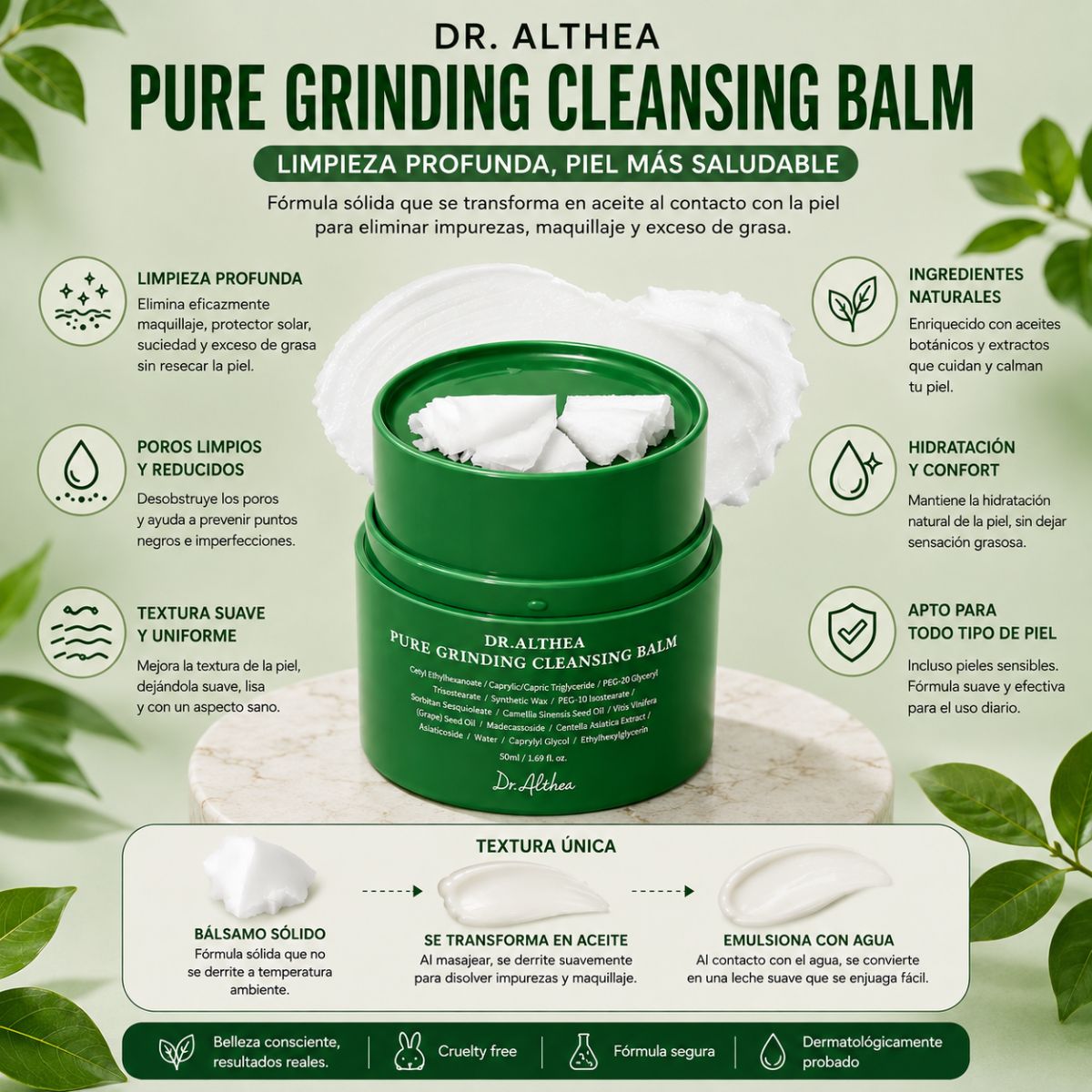 Dr Althea Pure Grinding Cleansing Balm K-Beauty limpieza profunda maquillaje