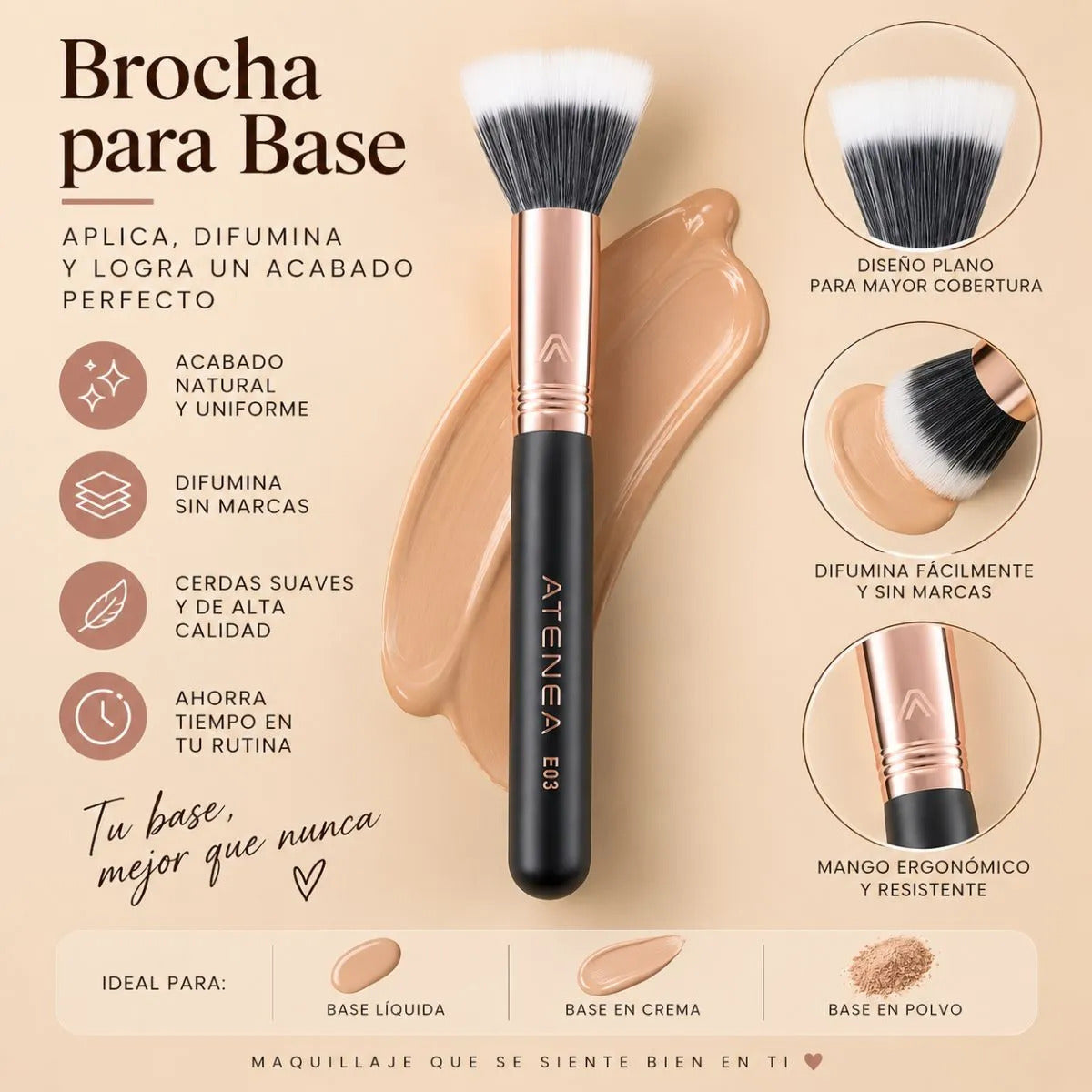 Mascarilla Arroz Exfoliante Facial Brocha Para Base Atenea