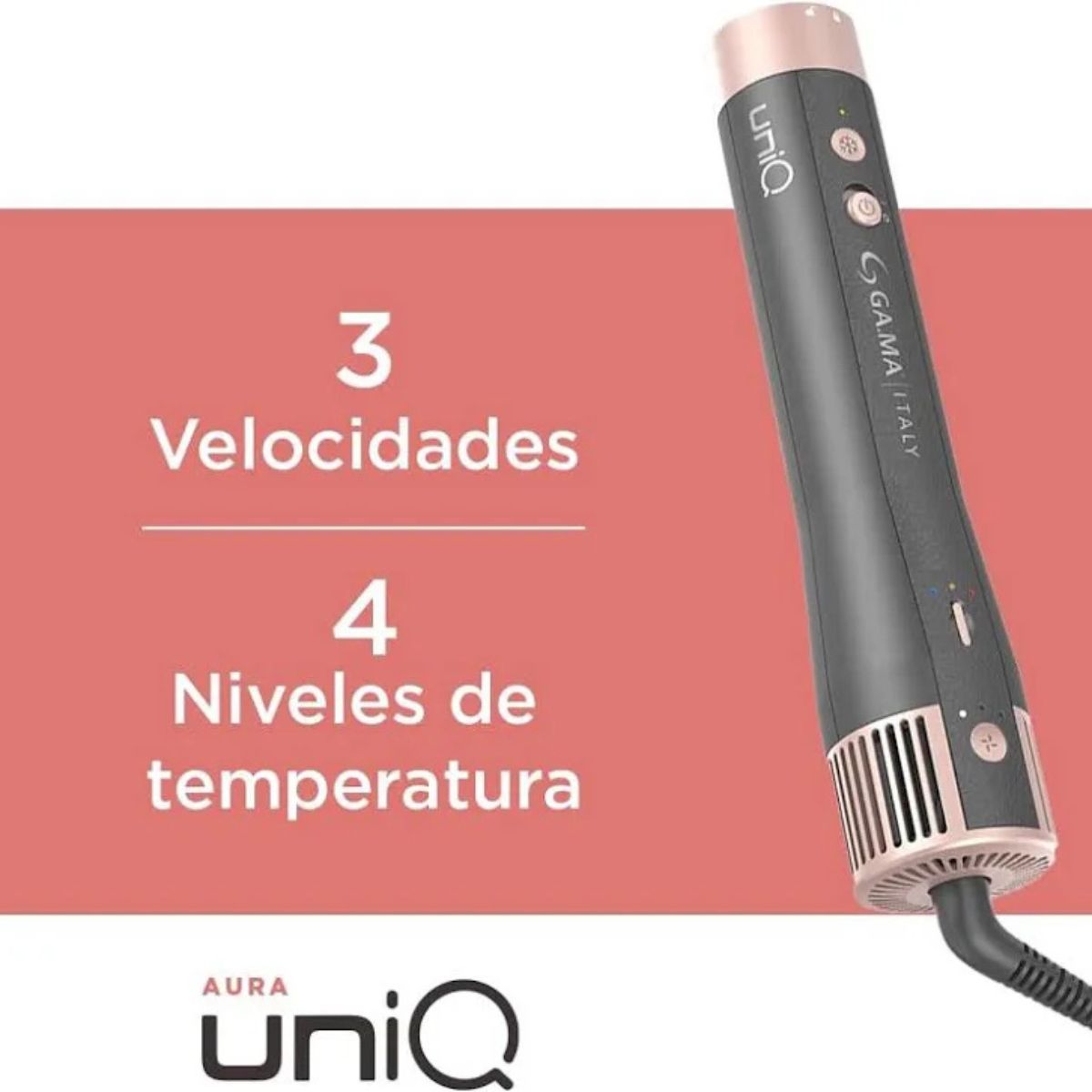 UniQ Aura Multistyler 4en1 Gama Italy secador cabello ondas rizos alisado accesorios profesional