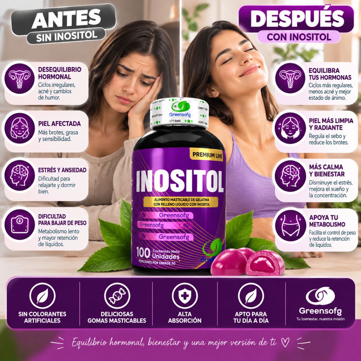 Inositol Greensofg 1000 mg x100 Masticables con Envío Gratis