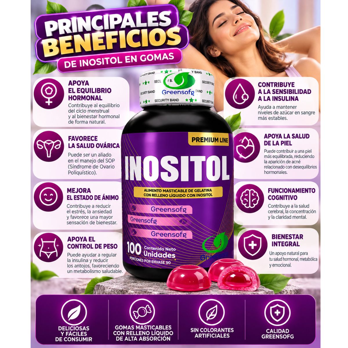 Inositol Greensofg 1000 mg x100 Masticables con Envío Gratis