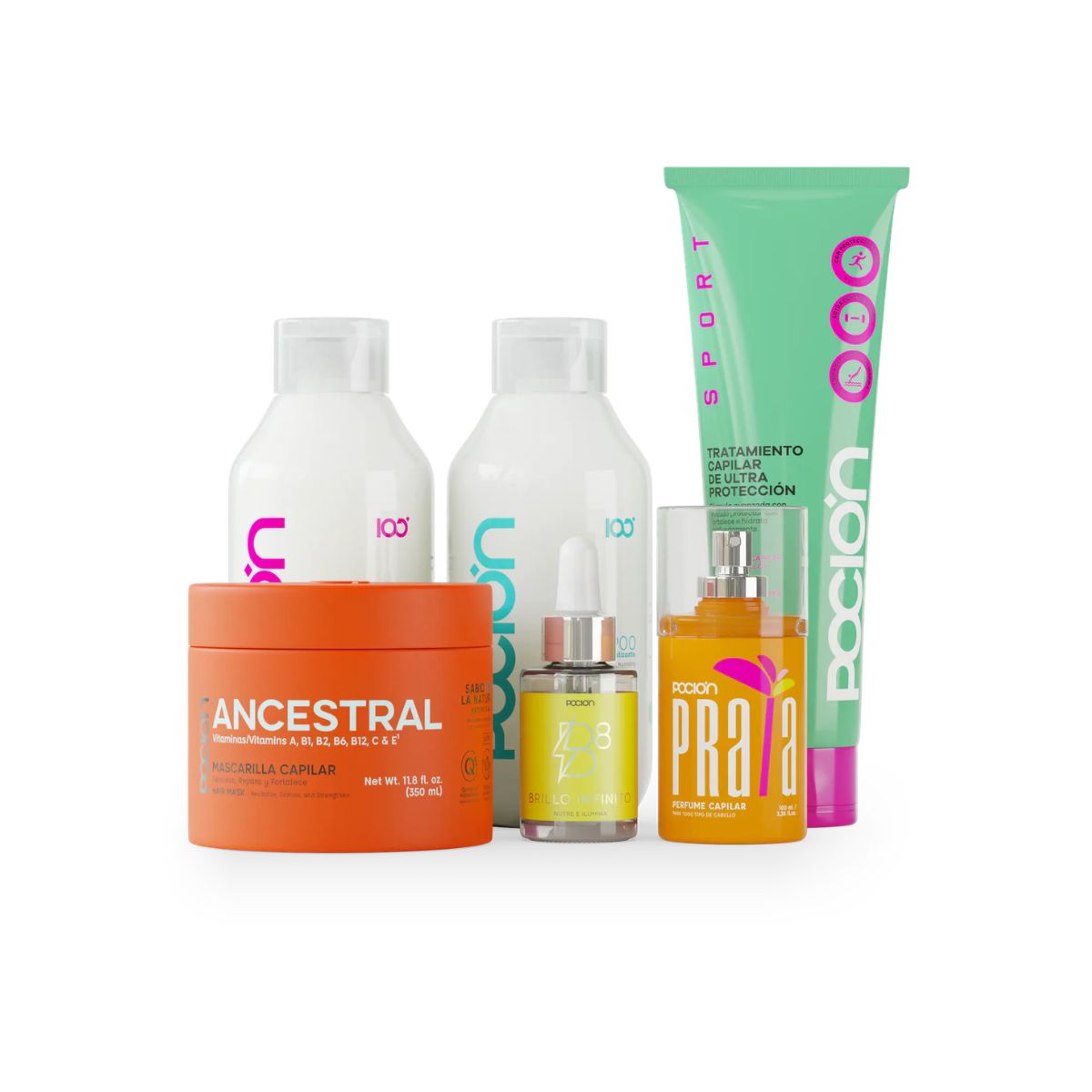 Productos Kit Verano La Pocion protector solar capilar shampoo mascarilla post-sol Colombia