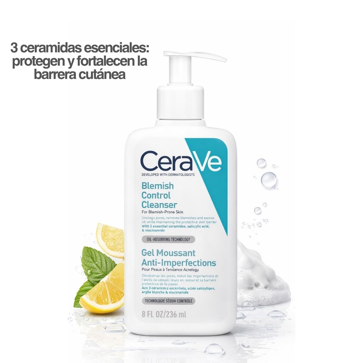 Limpiador facial CeraVe control imperfecciones con ácido salicílico para piel grasa