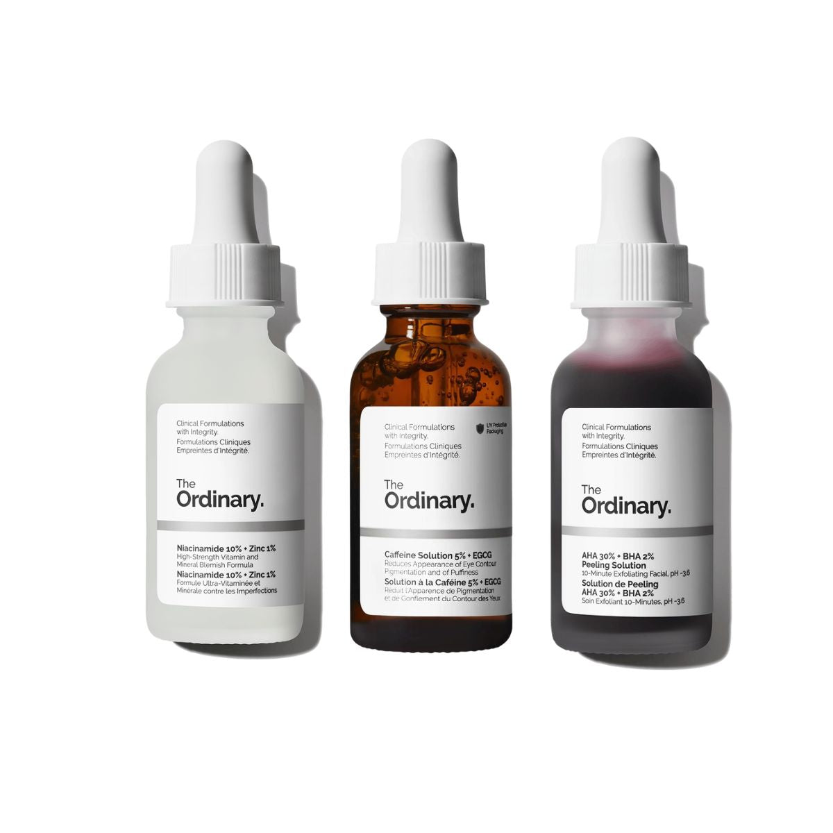 serum de niacinamida the ordinary con peeling aha bha y cafeina para rutina completa skincare