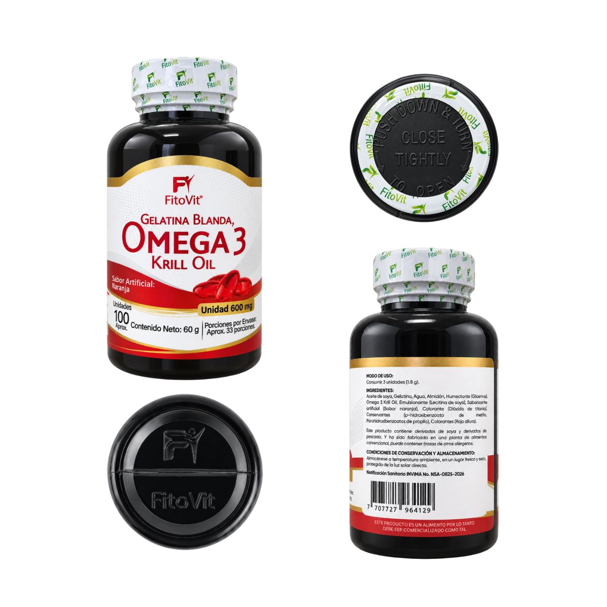 Omega 3 Krill Oil FitoVit x100 Softgel: EPA + DHA para Corazón, Cerebro y Visión