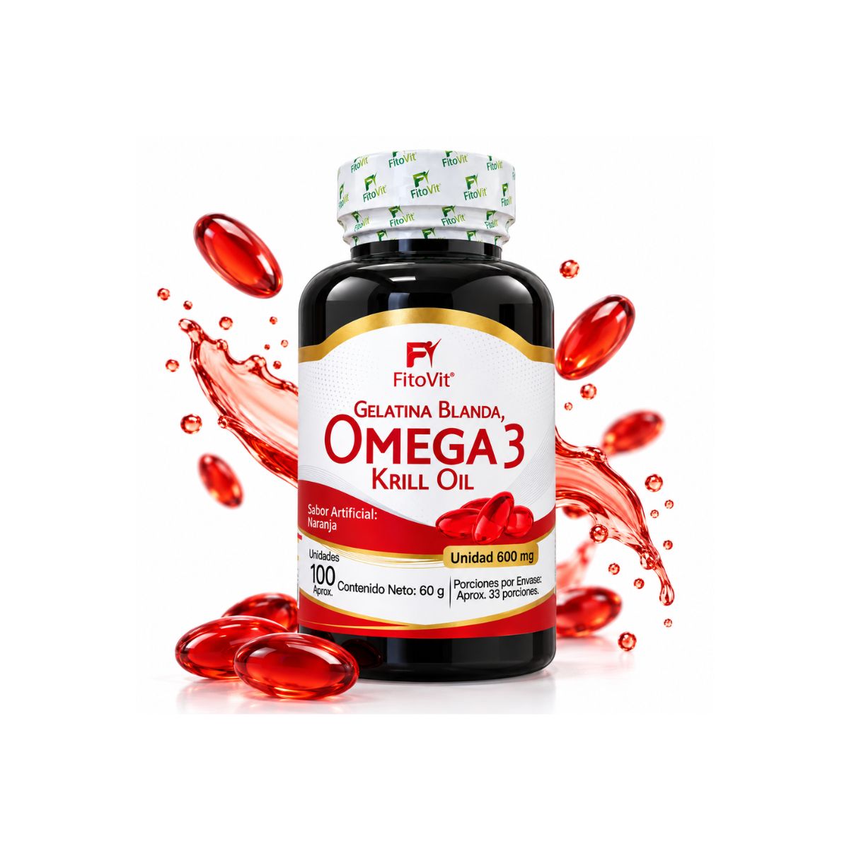 Omega 3 Krill Oil FitoVit x100 Softgel: EPA + DHA para Corazón, Cerebro y Visión