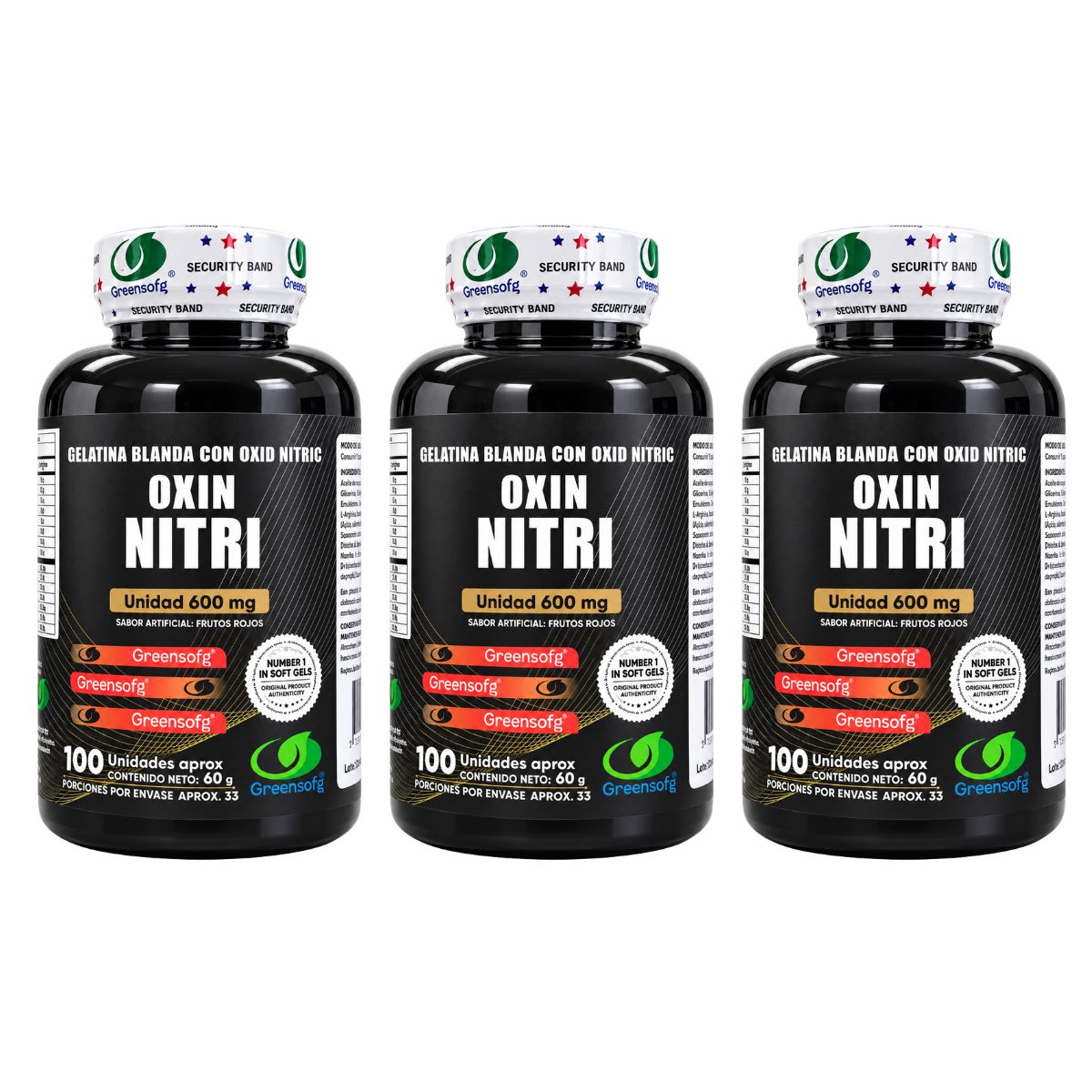 Oxin Nitri Greensofg x100 Gelatinas Blandas con L-Citrulina, L-Arginina - Envío Gratis