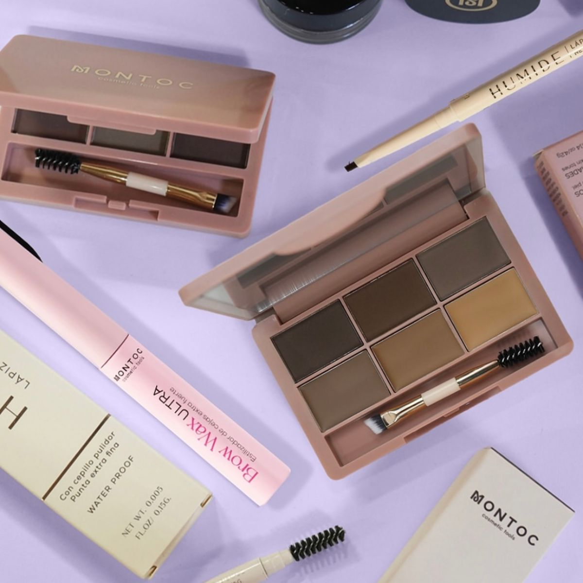 Paleta de maquillaje de cejas X6 con pomada y polvo en 6 tonos por Montoc.