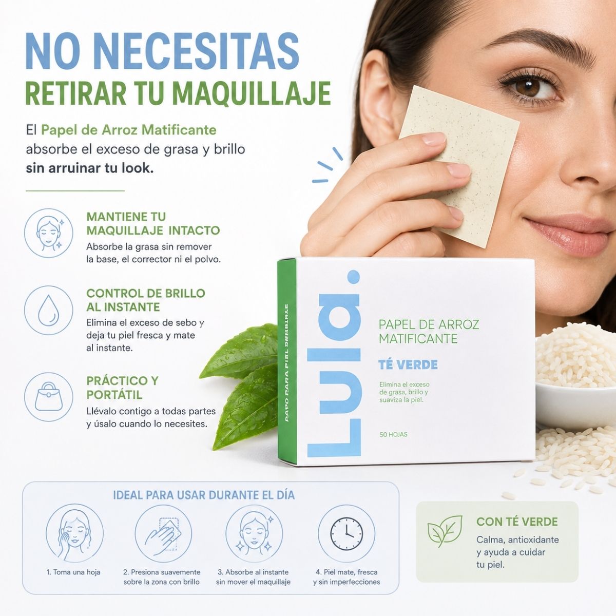 Papel de Arroz Matificante Lula Beauty: Elimina el Exceso de Grasa