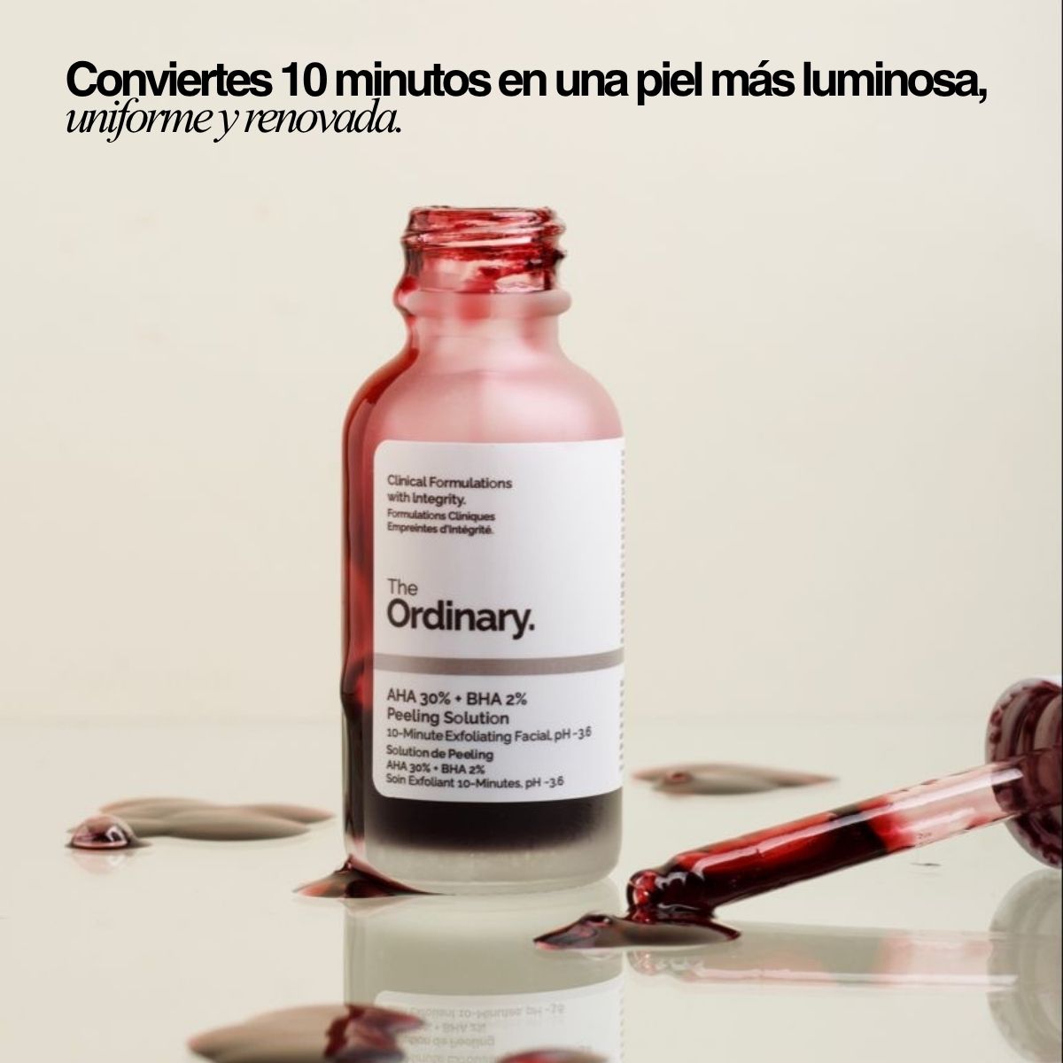 Peeling solution aha bha The Ordinary exfoliante facial para manchas y poros