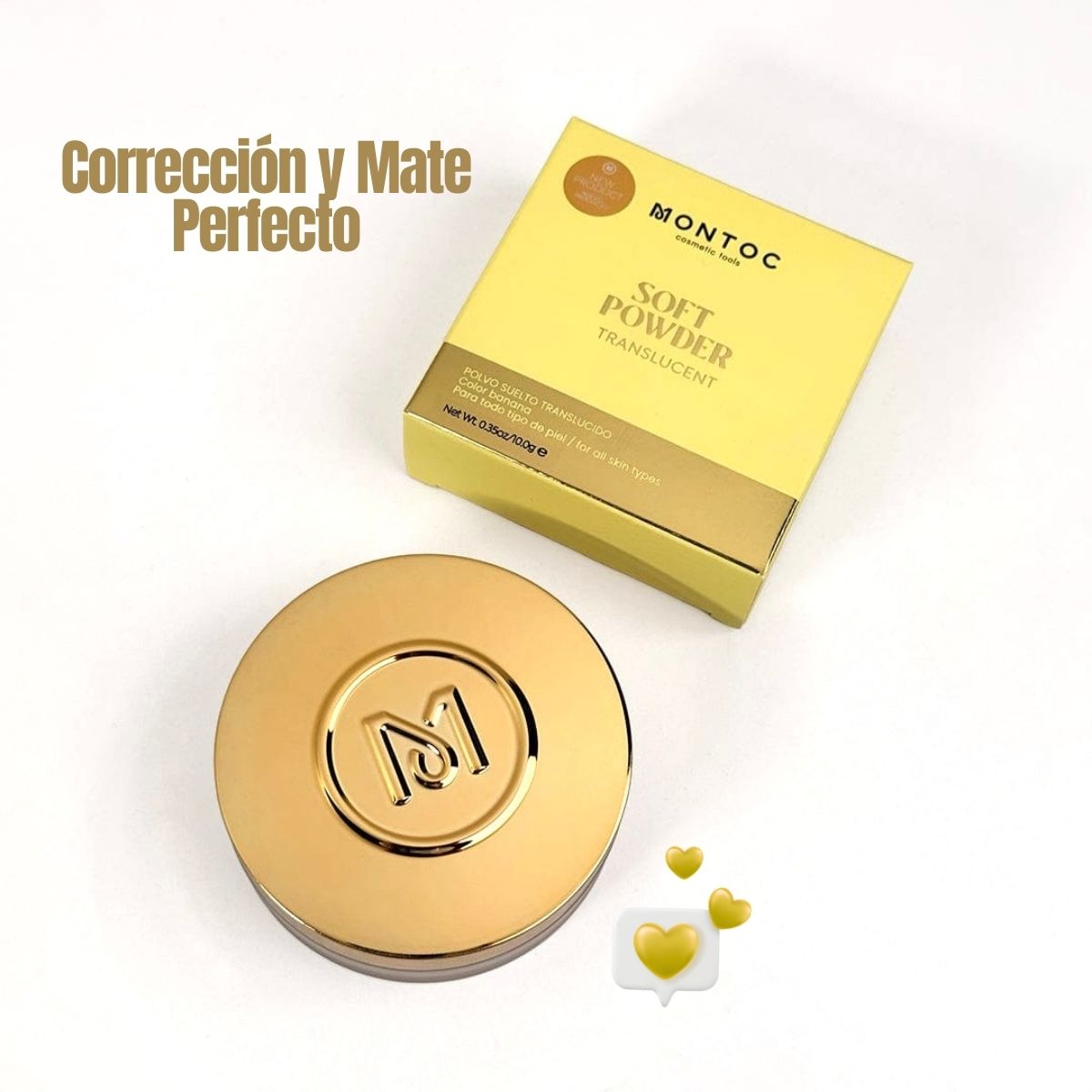 Polvo suelto traslúcido tono banana 10g para corrección de rojeces, iluminación y acabado mate profesional.