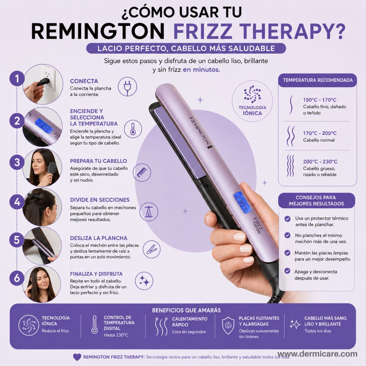Plancha alisadora Remington S8510 anti-frizz ambientes húmedos liso perfecto clima tropical