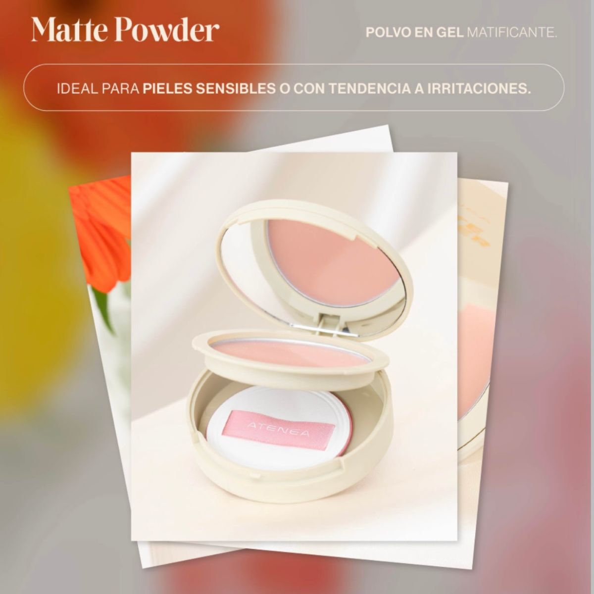 Polvo en gel matificante Atenea - Control de brillo con hidratación