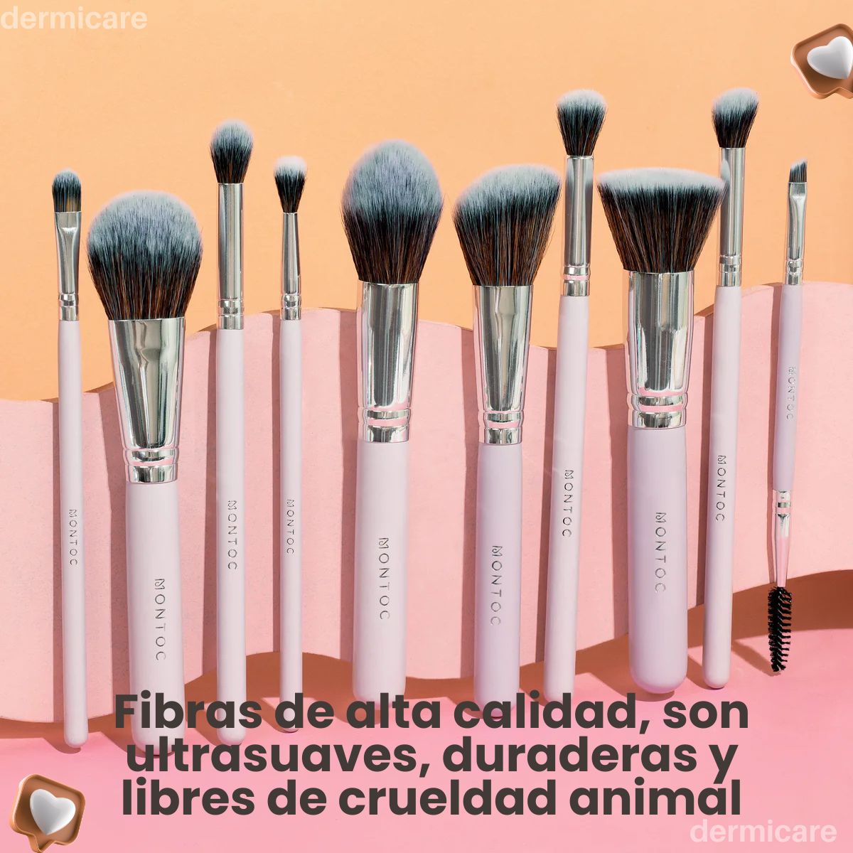 Brochas Montoc x10 - Set profesional de brochas de maquillaje