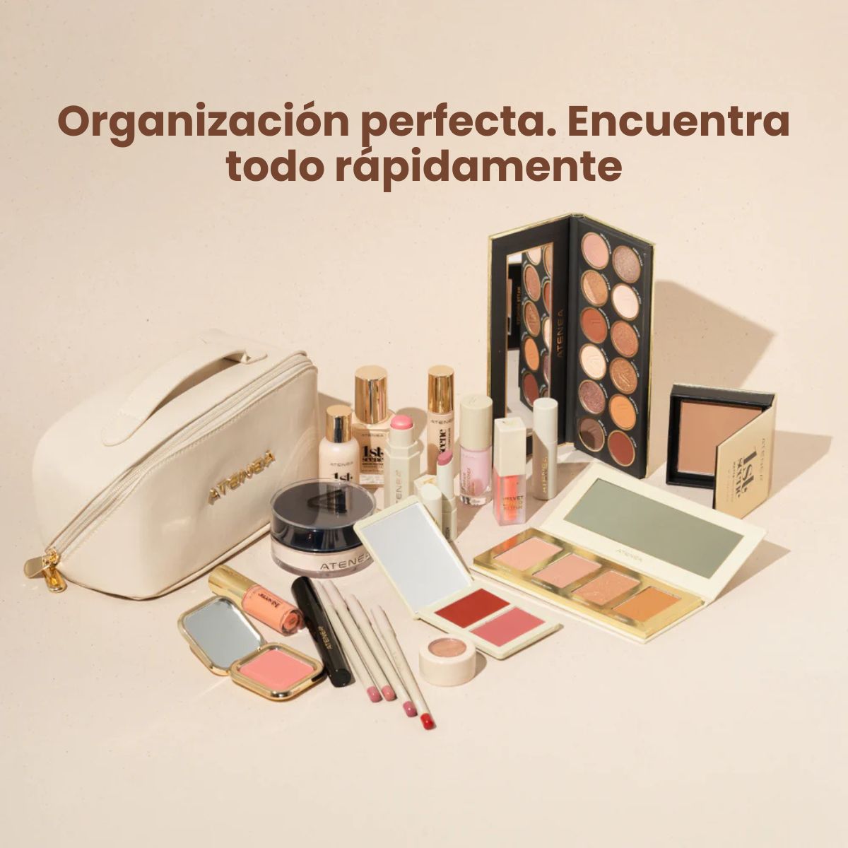 Cosmetiquera de Maquillaje Triangular de Atenea - Estuche organizador de maquillaje
