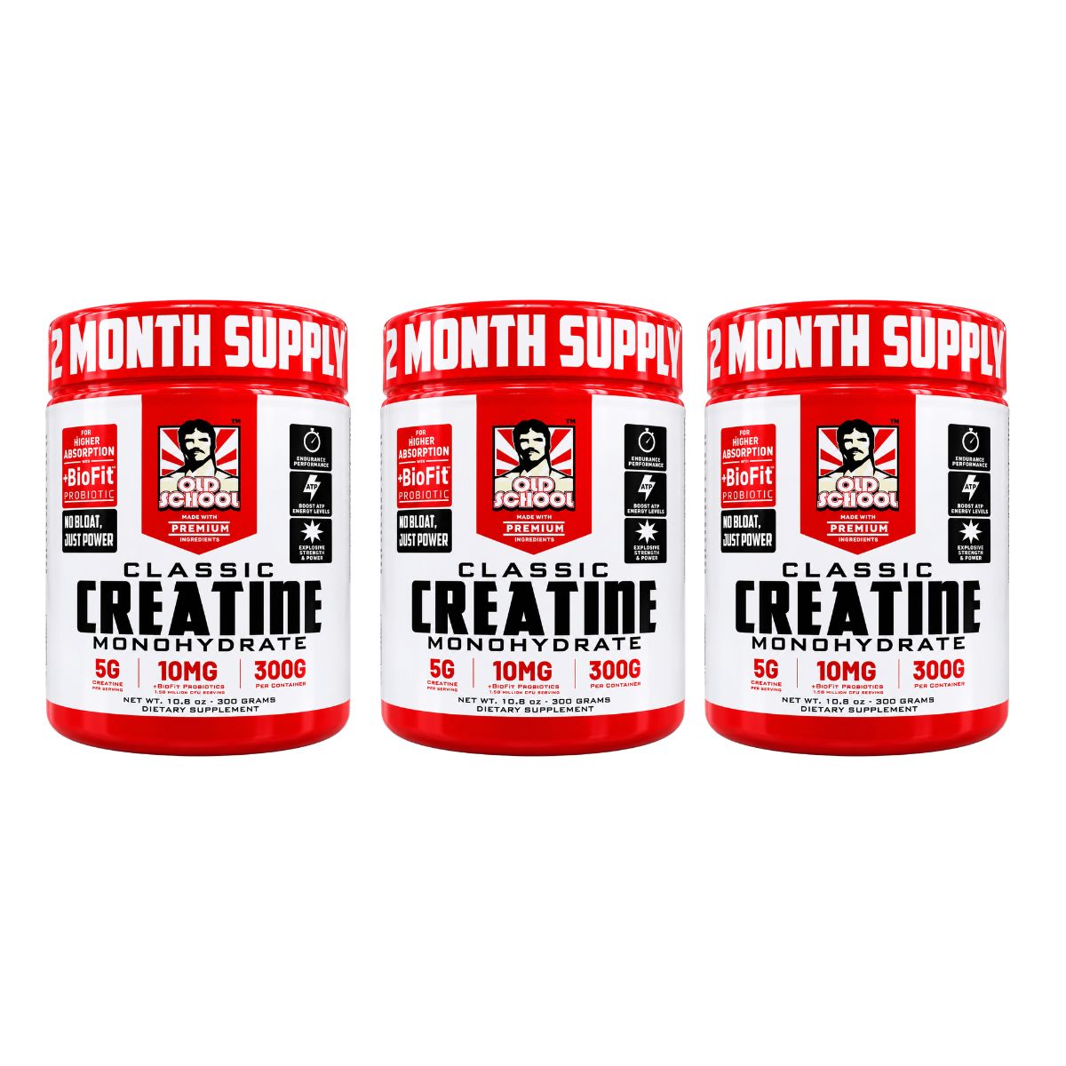 Creatina Monohidratada Old School Labs Classic 300 g con Probiótico BioFit™