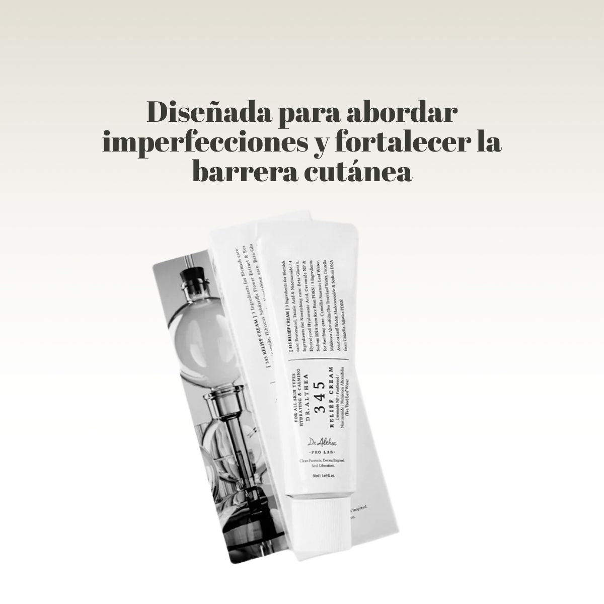 Dr Althea 345 Relief Cream calmante con niacinamida y centella asiática para piel uniforme y radiante.