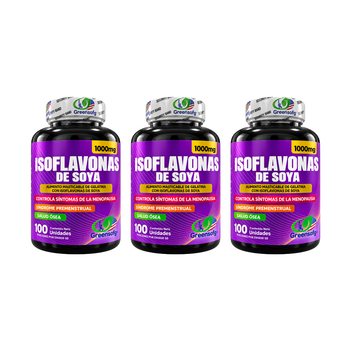 Isoflavonas de Soya Greensofg 1000 mg x100 Softgels con Vitamina C - Envío Gratis