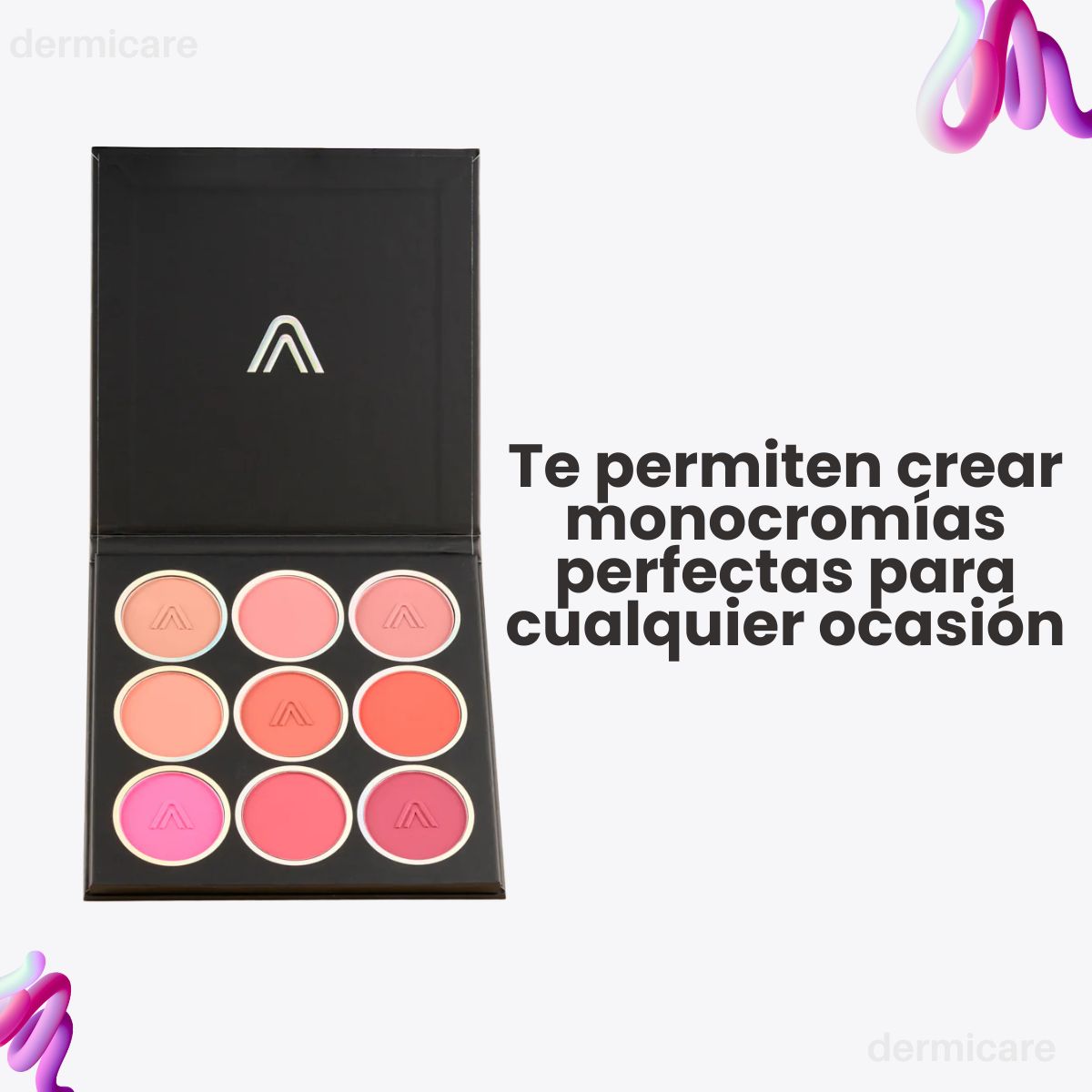 Paleta de rubores ATENEA con 9 tonos para mejillas sonrojadas y glow natural