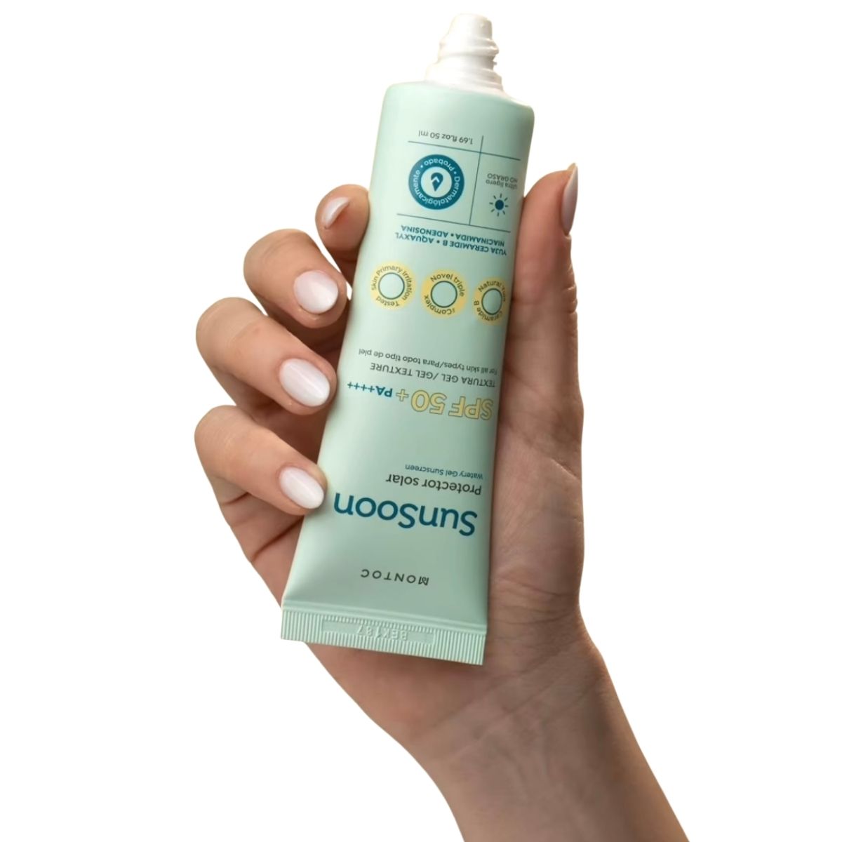 Protector solar en gel Sunsoon de Montoc con textura invisible y tecnologia de protector solar coreano.
