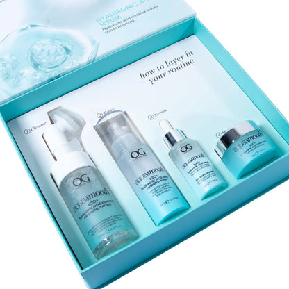 Kit Ácido Hialurónico 4 pasos OG Colombia espuma tónico sérum crema hidratante rutina completa