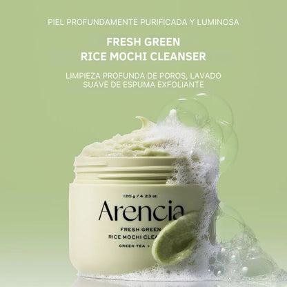 Arencia Fresh Green Rice Mochi Cleanser limpiador facial coreano para piel con acne y piel sensible