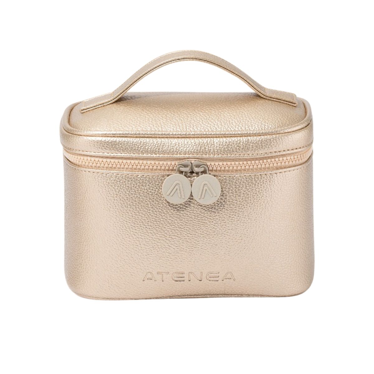 Cosmetiquera Single Gold Atenea estuche organizador maquillaje dorado compartimentos premium