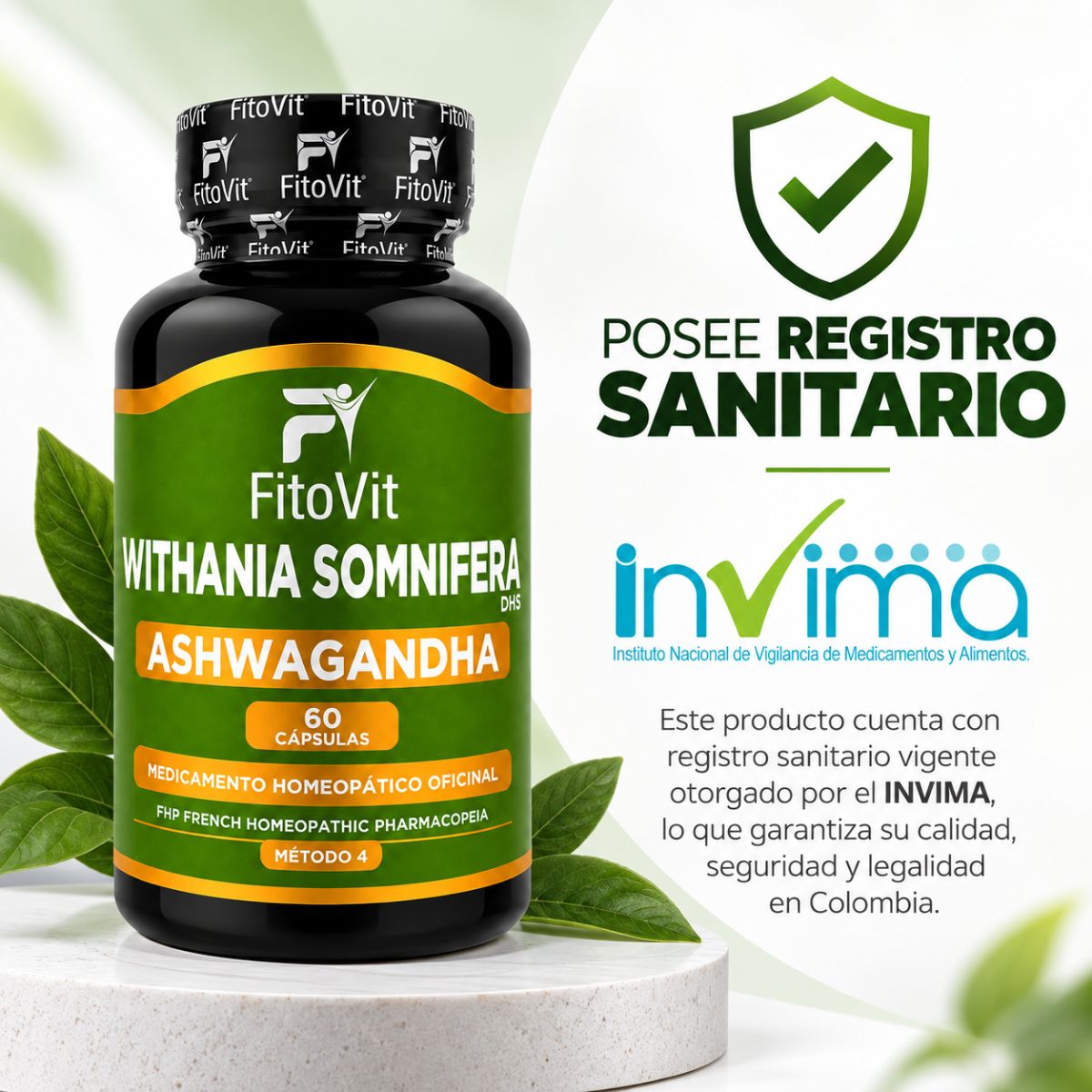 Ashwagandha FitoVit 500 mg • 60 Cápsulas • Adaptogen para el Estrés y el Descanso
