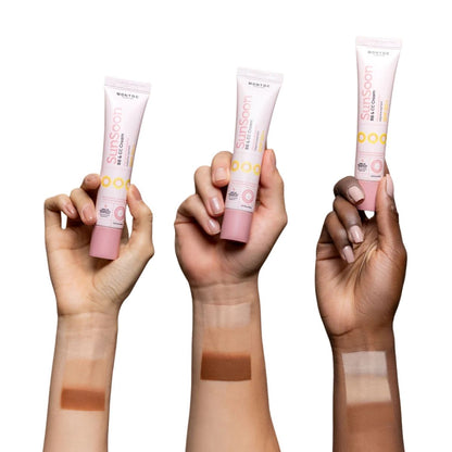 BB Cream CC Cream Sunsoon Montoc SPF 50+ con pigmento adaptativo, producto multifunción protección y cobertura.