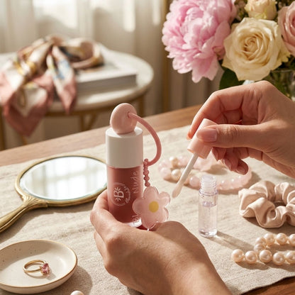 Duo Nude Mini Gloss Hidratante Bloomshell set labial nude y gloss brillo natural labios