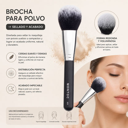 Brocha para polvo B20 Montoc herramienta maquillaje profesional aplicacion uniforme