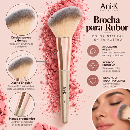 Brocha para Rubor AK3 Anik Makeup Cerdas Suave Difuminado Natural