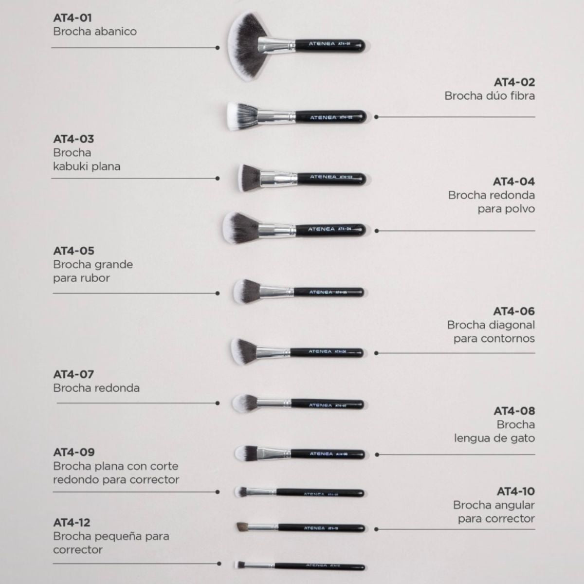 Kit profesional de 36 brochas de maquillaje Black Pro Atenea