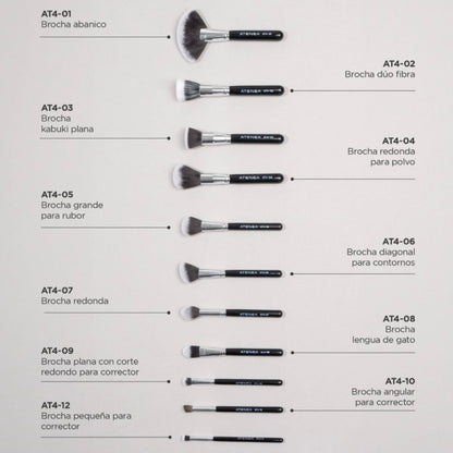 Kit profesional de 36 brochas de maquillaje Black Pro Atenea