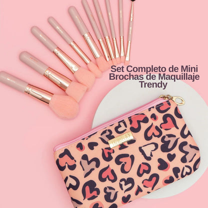 Brochas de maquillaje mini Kit completo de color rosa - Trendy Maquillaje