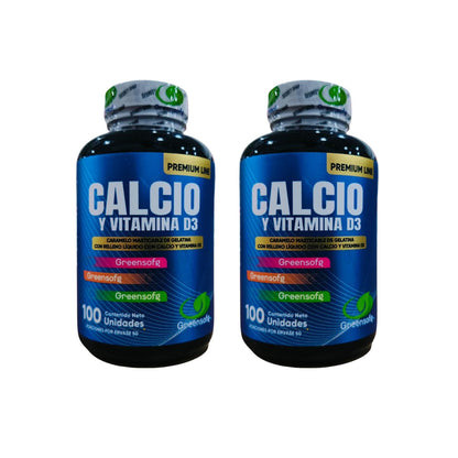 Calcio + Vitamina D3 Greensofg x100 Masticables
