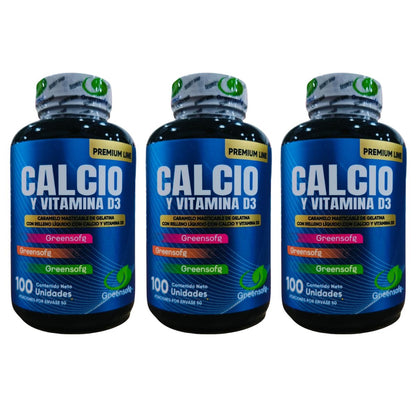 Calcio + Vitamina D3 Greensofg x100 Masticables