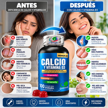 Calcio + Vitamina D3 Greensofg x100 Masticables