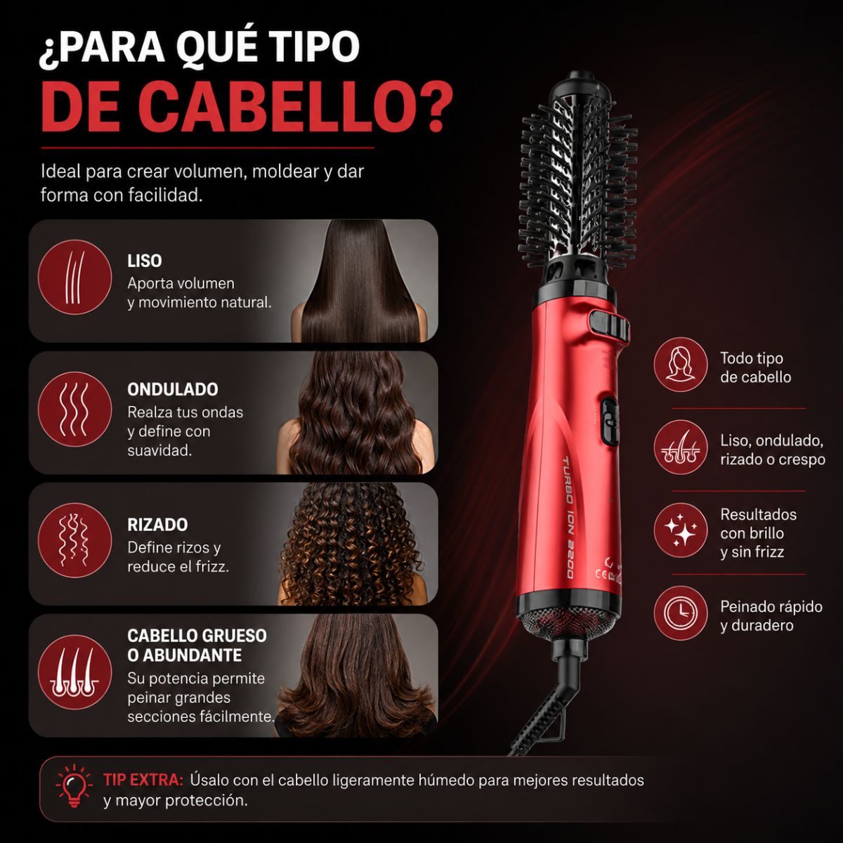 Cepillo Secador Gamma Turbo Ion 2600 profesional ionico multifuncion  cabello rapido brillo
